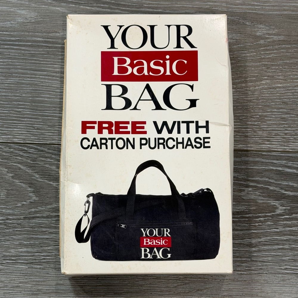 Vintage 1995 Basic Cigarettes Duffel Bag New Sealed Philip Morris Tobacco Promo